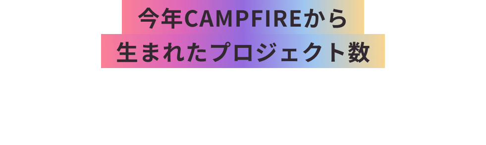 今年CAMPFIREから生まれたプロジェクト数約10,000件※