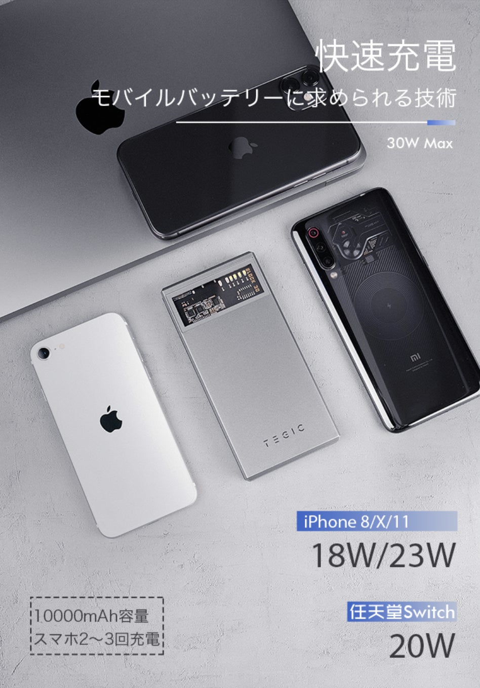 充電効率6倍 手のひらサイズで内部回路が見えるモバイルバッテリー Block30 Campfire キャンプファイヤー