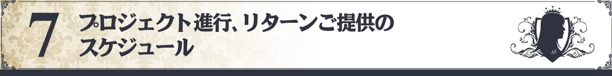 プロジェクト進行、リターンご提供のスケジュール