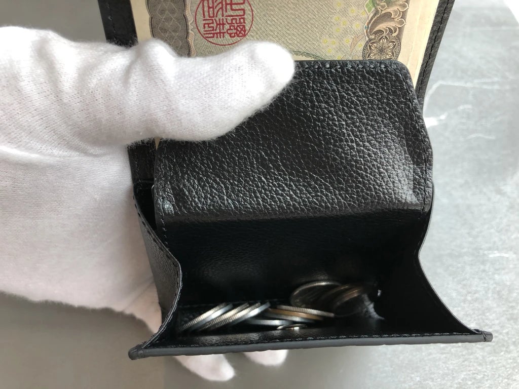 クロコダイル マットクロコ 二つ折り 財布 ウォレット ミニ財布 ミニマル財布 ブラック ヒマラヤ 二つ折り 折財布