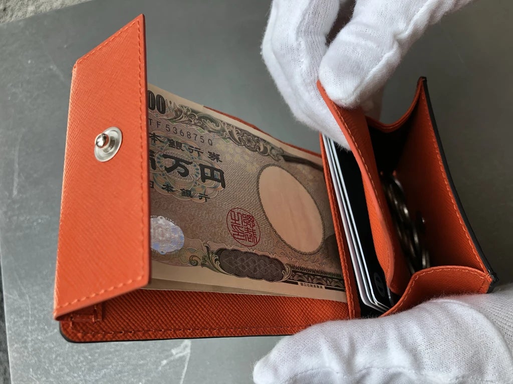 クロコダイル マットクロコ 二つ折り 財布 ウォレット ミニ財布 ミニマル財布 ブラック ヒマラヤ 二つ折り 折財布