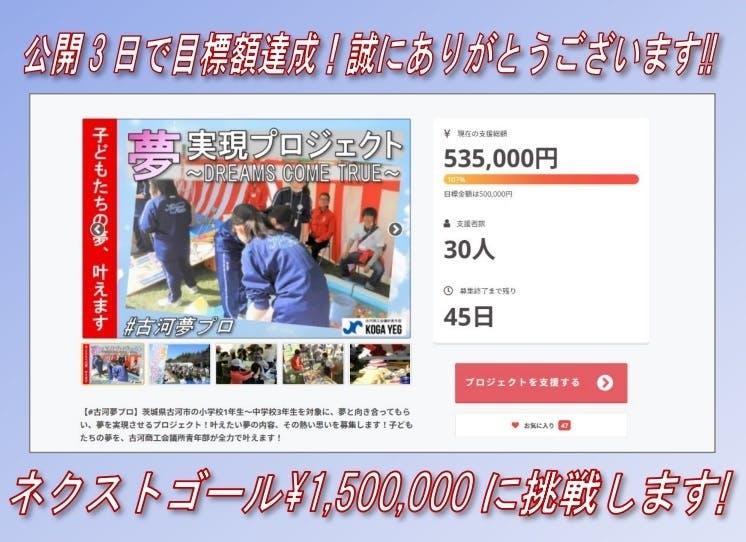 子どもの夢を叶えたい 古河yeg夢実現プロジェクト Campfire キャンプファイヤー