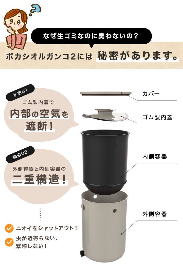 内蓋と二重構造で、ついに“生ゴミ臭ゼロ！スロベニア発 電気不要の次