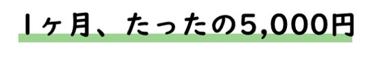 1ヶ月、たったの5000円