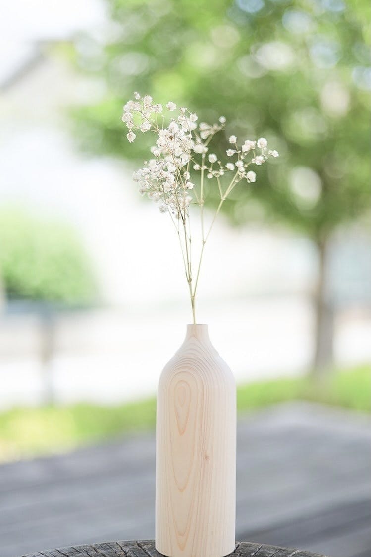 お花　フラワーベース　フラワースタンド　一輪挿し　ペン立て　木製　ヒノキ