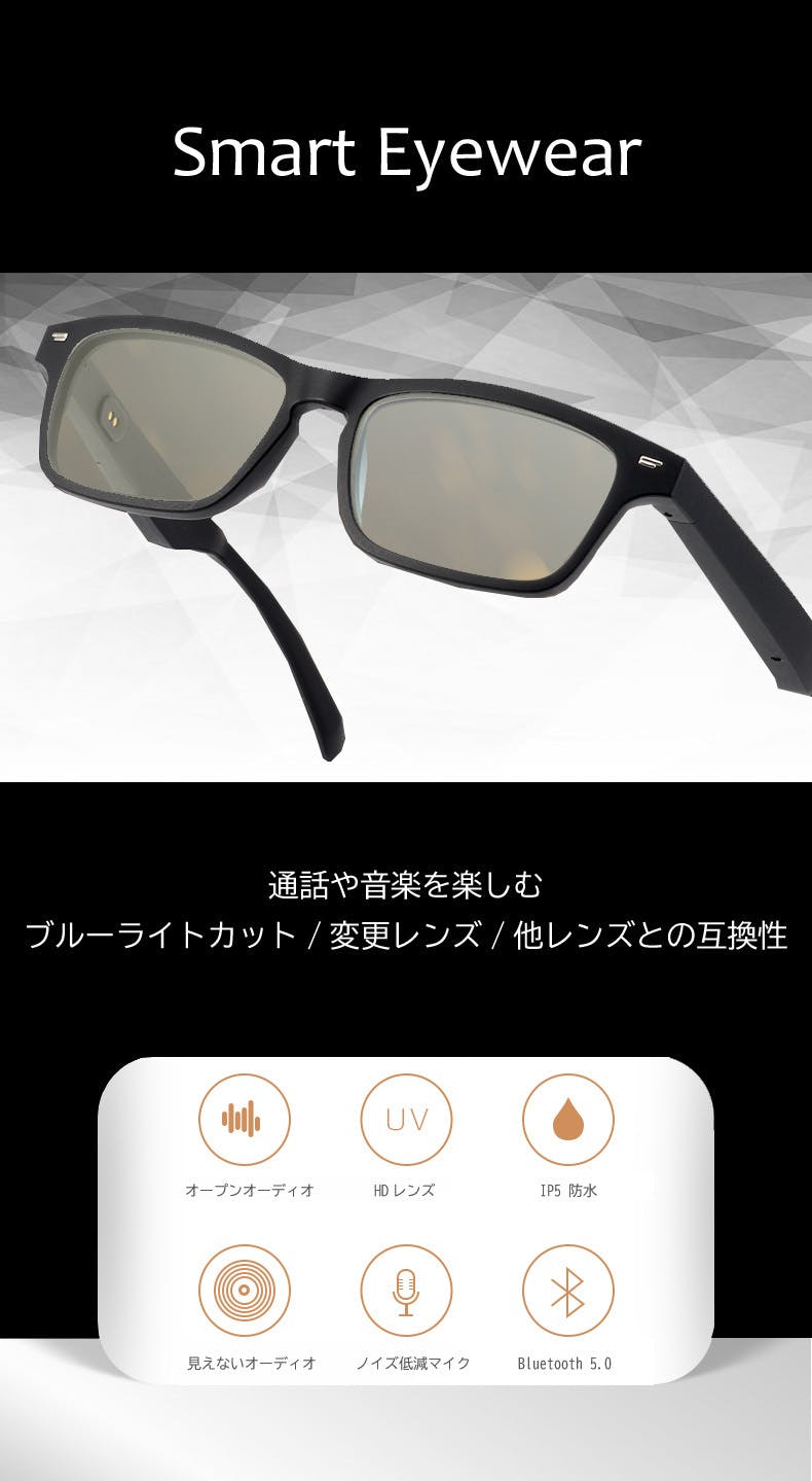 通話や音楽が楽しめるスマートグラス Smart Eyewear - CAMPFIRE