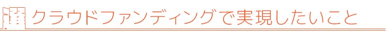 クラウドファンディングで実現したいこと