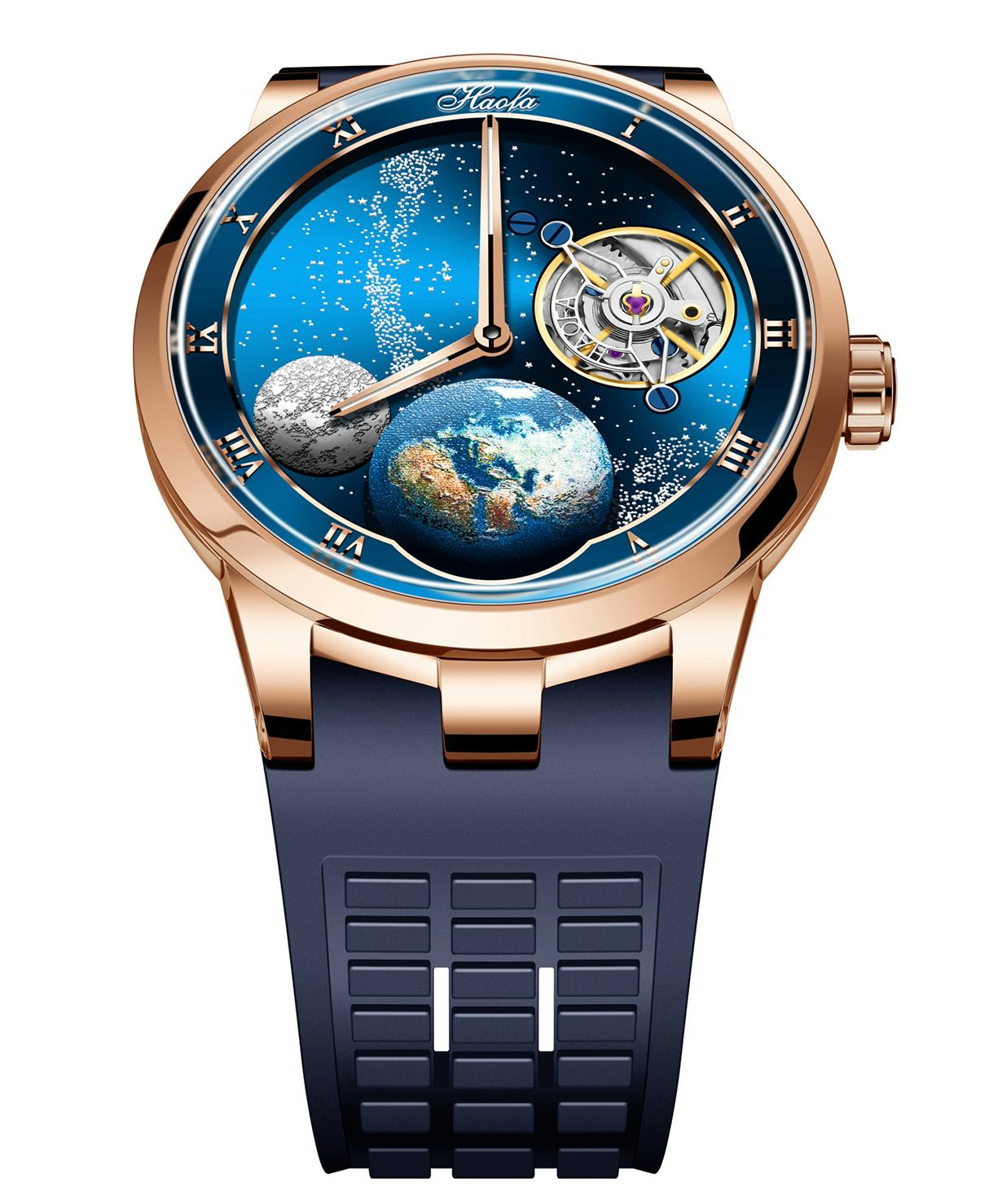 月を描いた文字盤が回転 ゴッホの 星月夜 をイメージしたカルーセル腕時計 Campfire キャンプファイヤー 月を描いた文字盤が回転 ゴッホの 星月夜 をイメージしたカルーセル腕時計 Campfire キャンプファイヤー