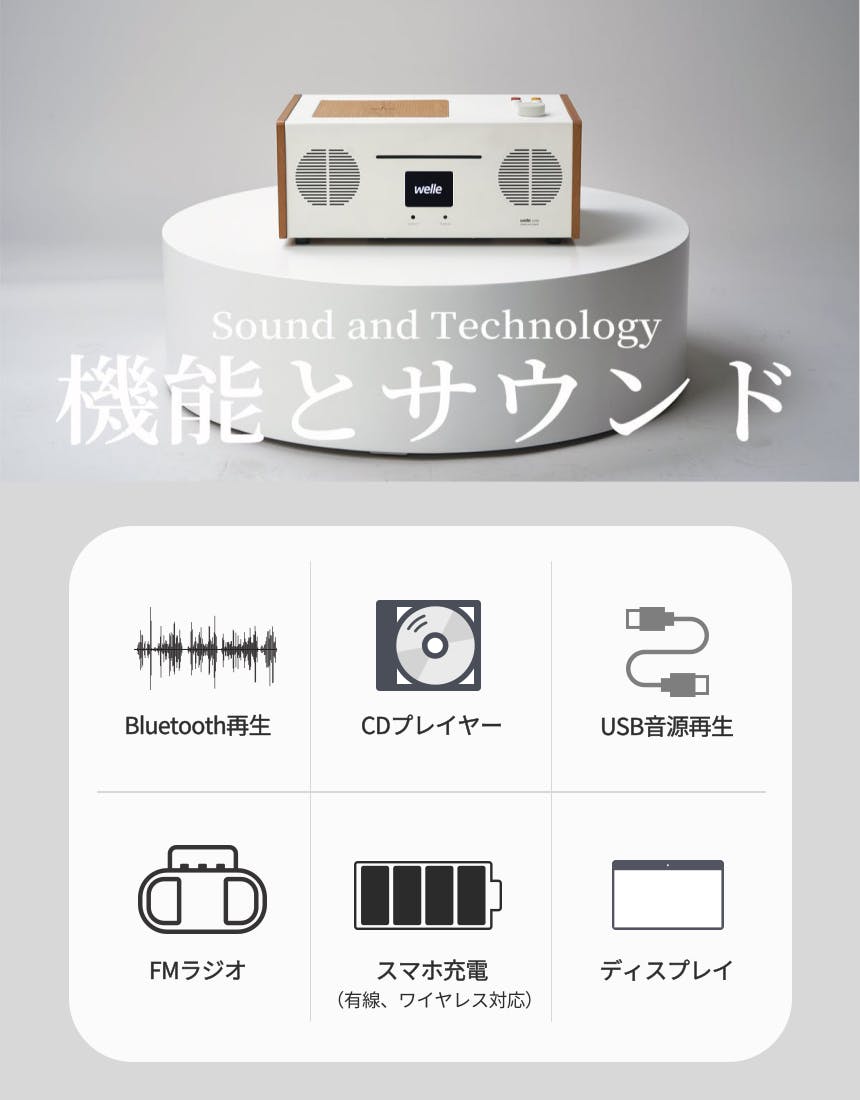 Welle(ベレー) Bluetoothデスクトップ型オーディオ W401D CDプレイヤー