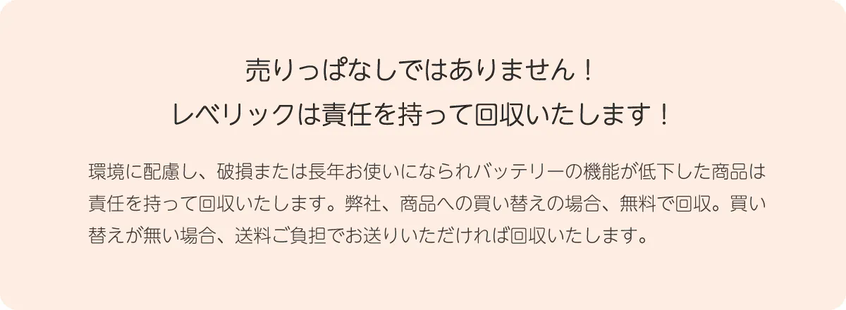 売りっぱなしではありません!レベリックは責任を持って回収いたします!