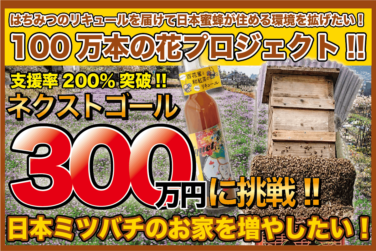 蜂蜜のリキュールを届けて日本蜜蜂が住める環境を拡げたい！百万本の花プロジェクト！ - CAMPFIRE (キャンプファイヤー)