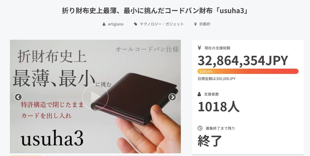 最小限界に挑んだ二つ折り財布:usuha-mini smooth ver 最小限界に挑んだ二つ折り財布:usuha-mini smooth ver