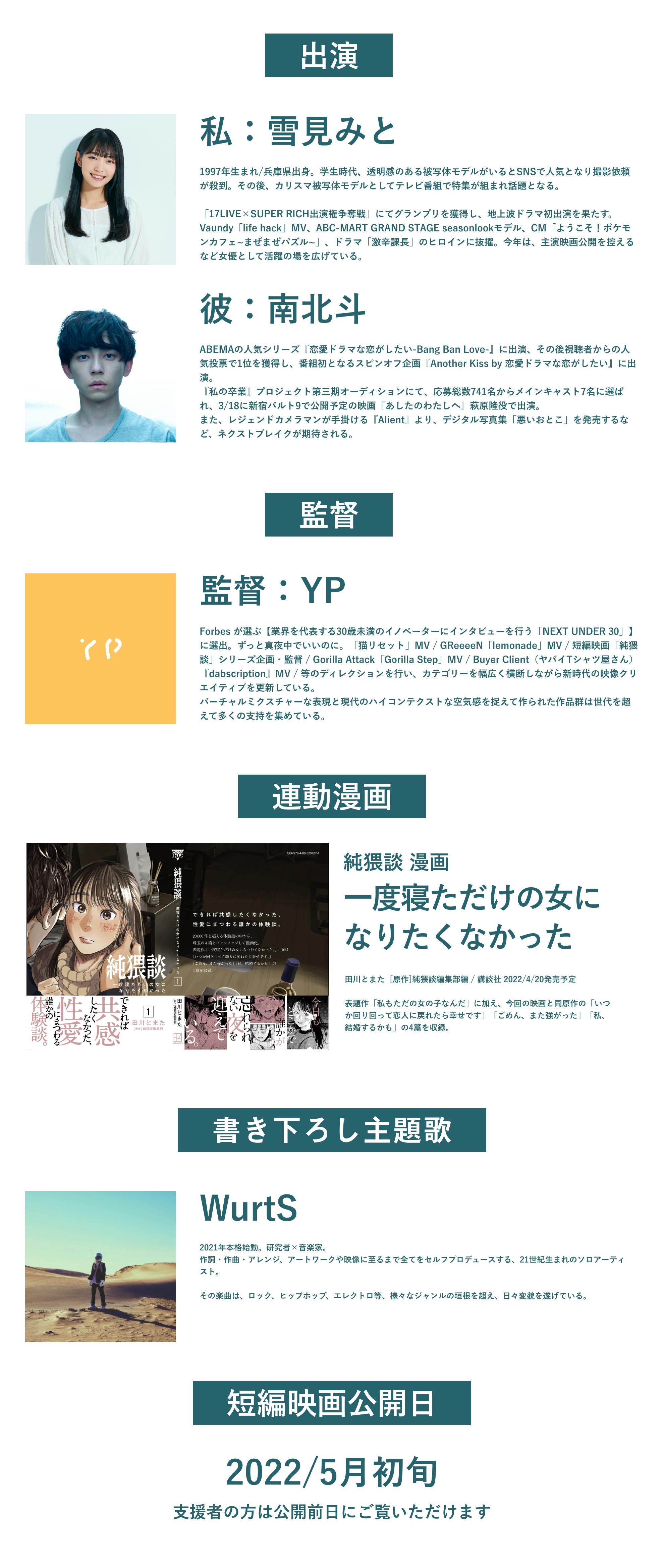 純猥談 短編映画×漫画「いつか回り回って恋人に戻れたら幸せです」制作プロジェクト純猥談 短編映画×漫画「いつか回り回って恋人に戻れたら幸せです」制作プロジェクト