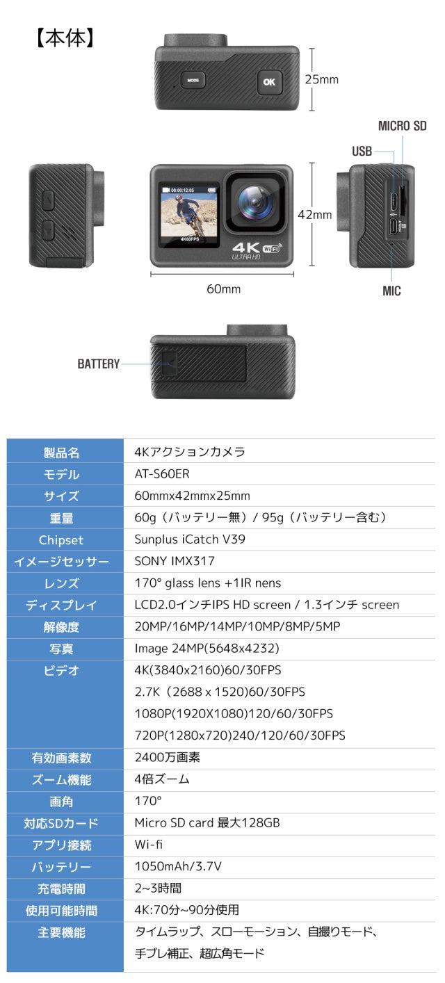 30m防水・4Kの高画質！驚きの機能が付いたのにお手頃価格！4K