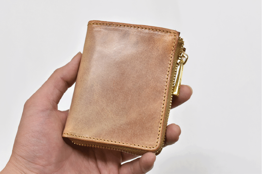 整理整頓革財布。栃木レザー製ホワイトワックス TIDY-Classic mini 
