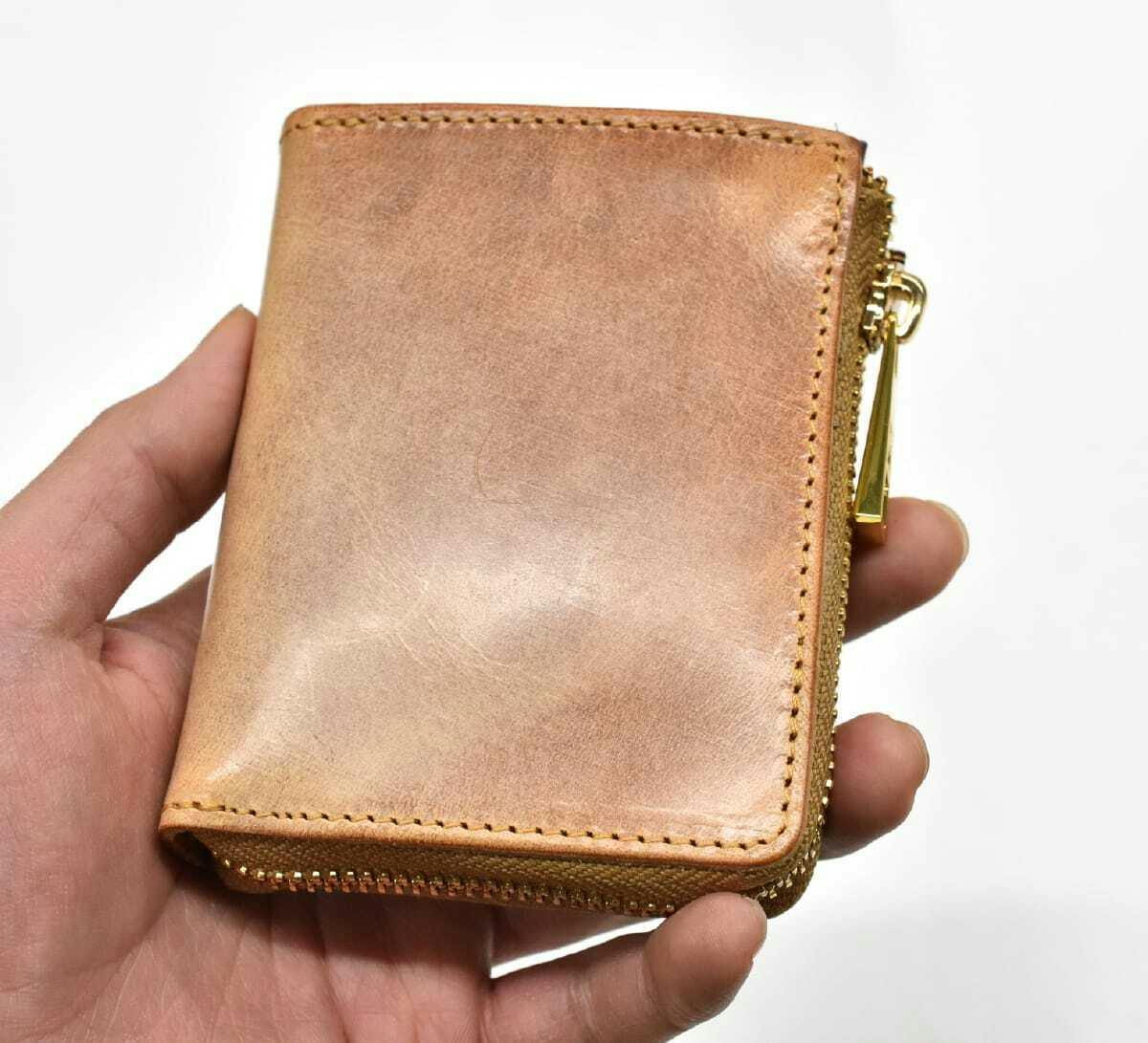 整理整頓革財布。栃木レザー製ホワイトワックス TIDY-Classic mini