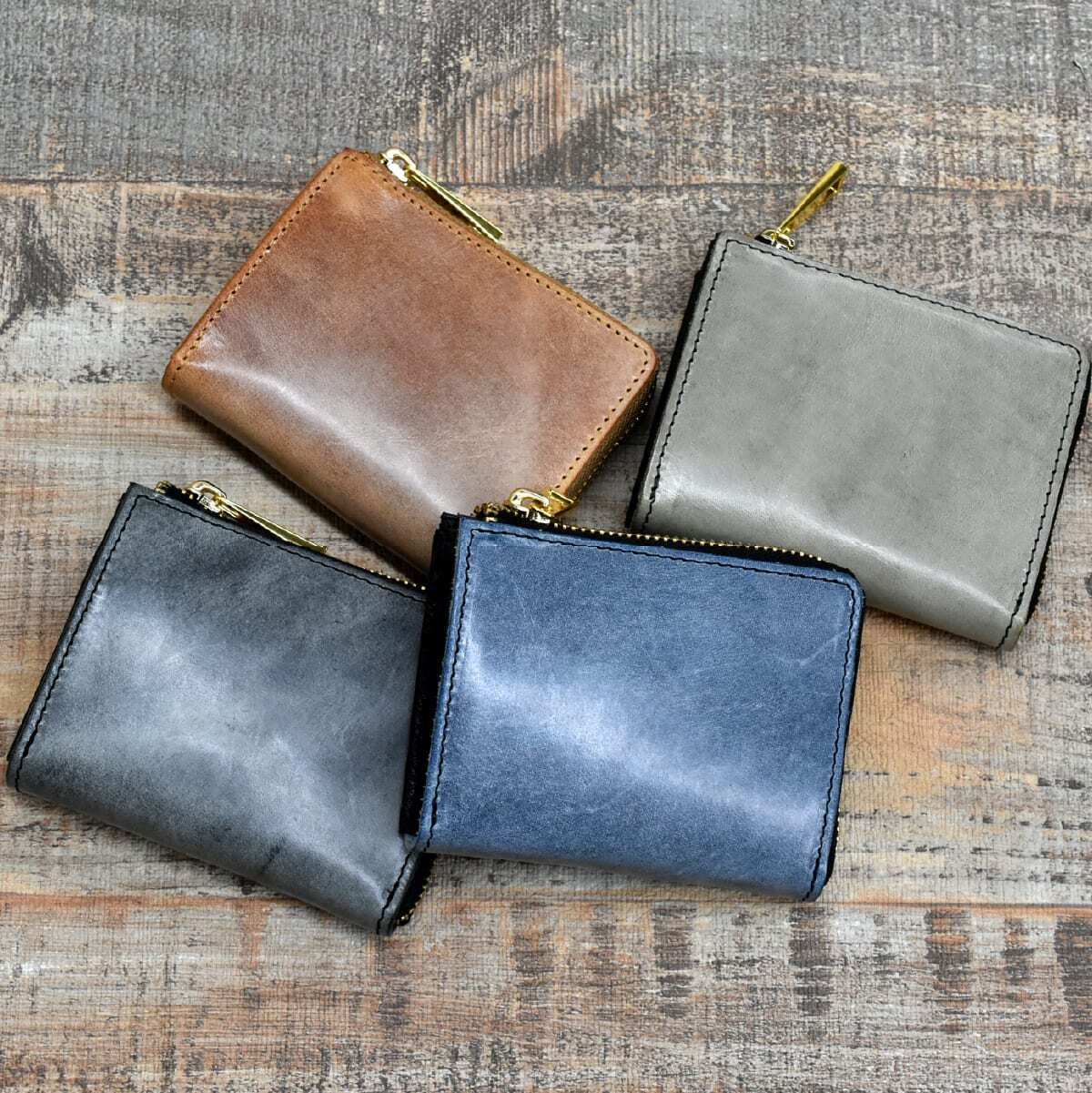 整理整頓革財布。栃木レザー製ホワイトワックス TIDY-Classic mini
