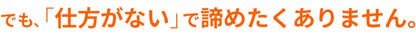 でも「仕方がない」で諦めたくありません。