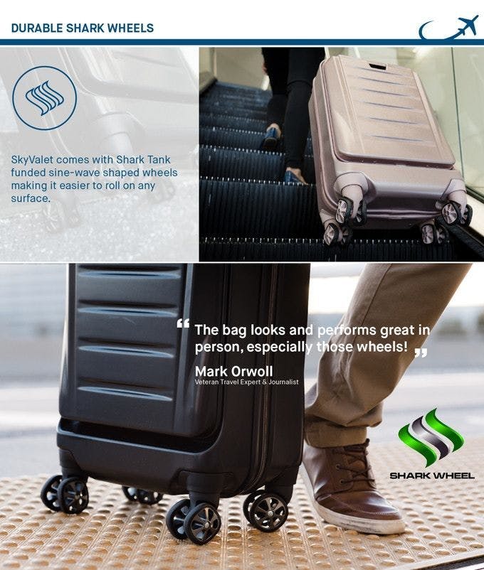 Shark Wheel搭載のスマートなスーツケース Skyvalet Campfire キャンプファイヤー Shark Wheel搭載のスマートなスーツケース Skyvalet Campfire キャンプファイヤー