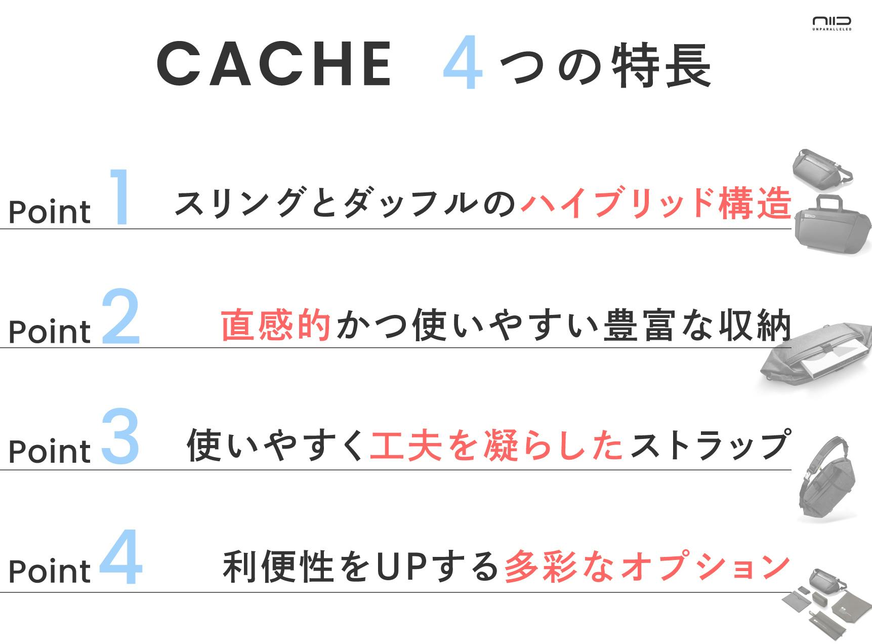 ダッフルにもなる!大容量スリングバッグ「NIID CACHE」