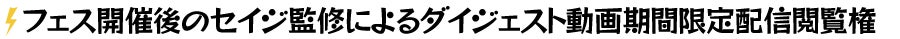 フェス開催後のセイジ監修によるダイジェスト動画期間限定配信閲覧権