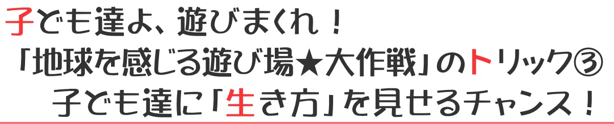 子ども達よ、遊びまくれ！「地球を感じる遊び場★大作戦」のトリック③子ども達に「生き方」を見せるチャンス！