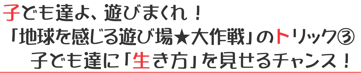 子ども達よ、遊びまくれ!「地球を感じる遊び場★大作戦」のトリック③子ども達に「生き方」を見せるチャンス!