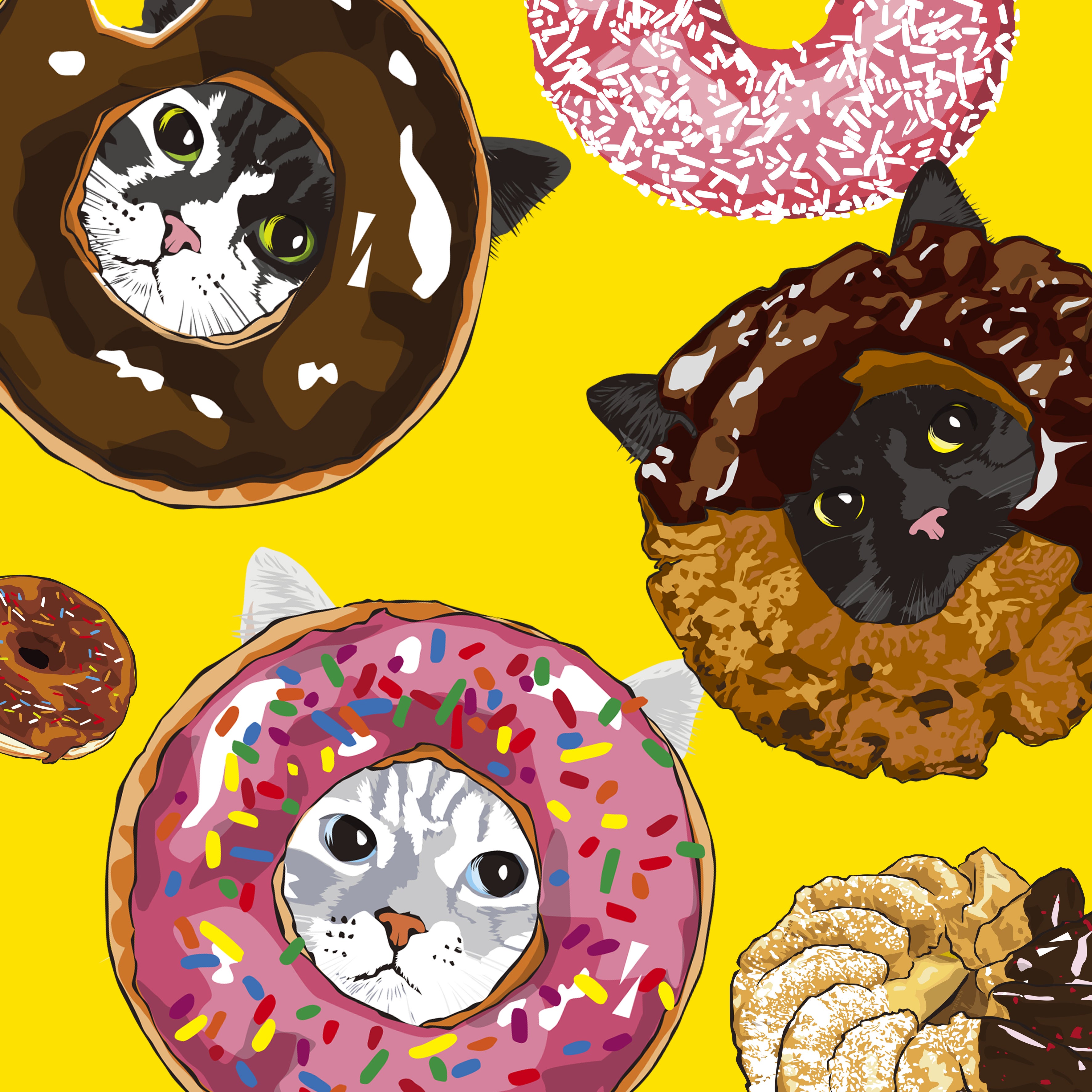 ねこ✕ドーナツ／浮世絵／花】和をテーマにしたイラストの個展を全国で