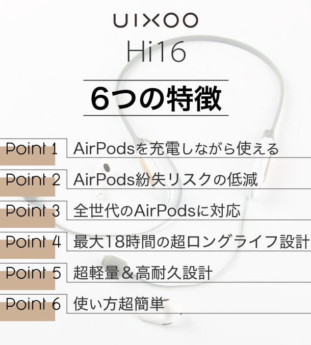 充電切れ・落下による紛失とはサヨウナラ!AirPodsがさらに便利に!Hi16 - CAMPFIRE (キャンプファイヤー)