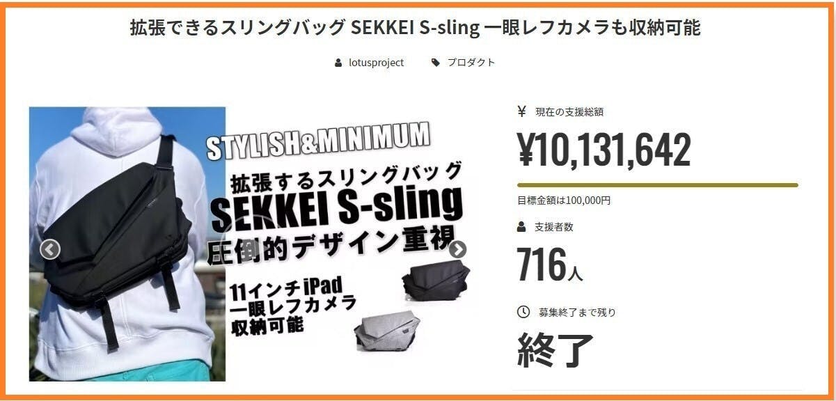 拡張できるスリングバッグ SEKKEI S-sling 一眼レフカメラも収納可能