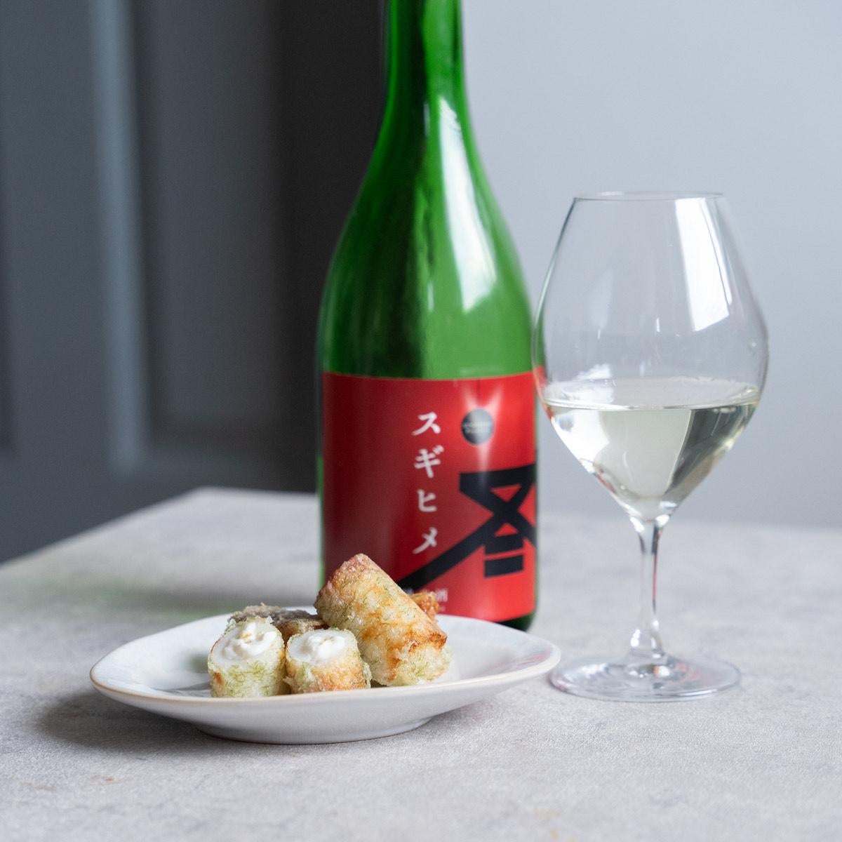 皿の上にあるワイングラスとボトル

自動的に生成された説明