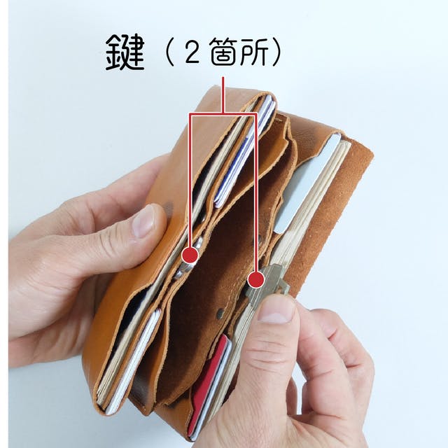 手のひらに紙幣50枚、カード20枚、小銭25枚を収納！日本製の小型長財布