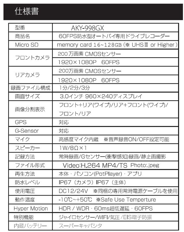事故・ドラブルに備え、SONY製STARVIS搭載、バイク用ドライブレコーダー CAMPFIRE (キャンプファイヤー)