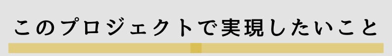 ◆このプロジェクトで実現したいこと