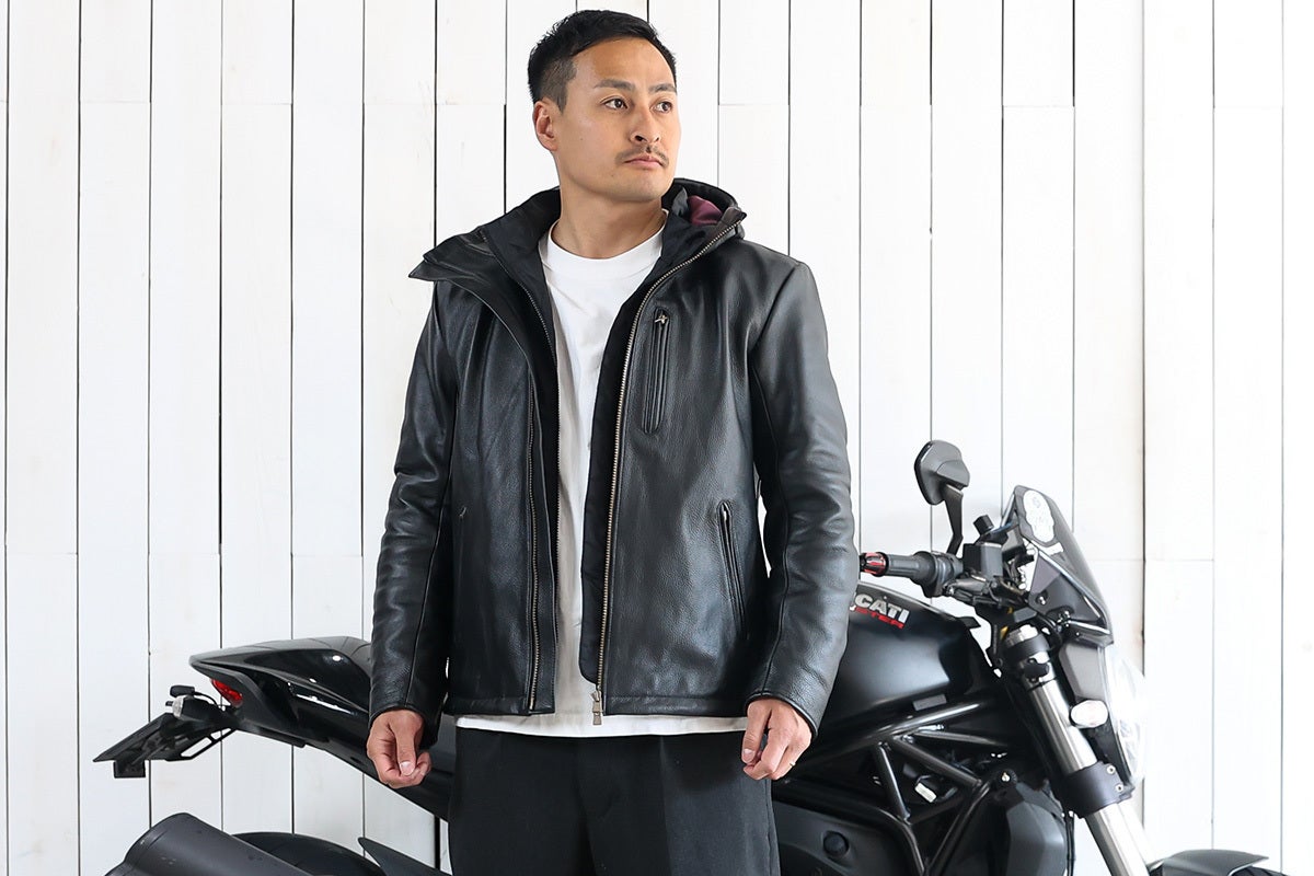 防水×プロテクター×インナー]お洒落で高機能なバイカーレザーフード