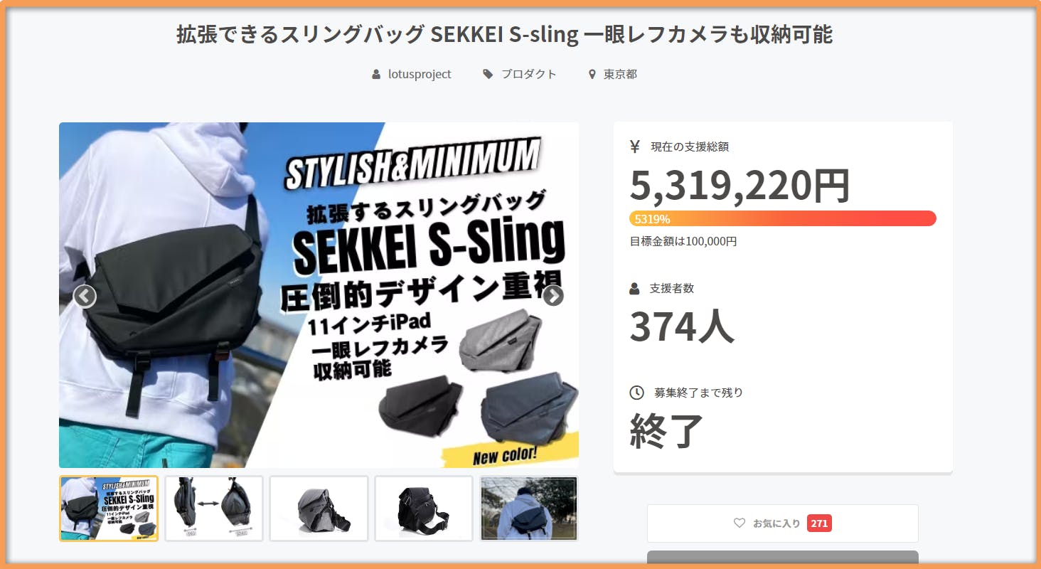 拡張できるスリングバッグ SEKKEI S-sling 一眼レフカメラも収納可能
