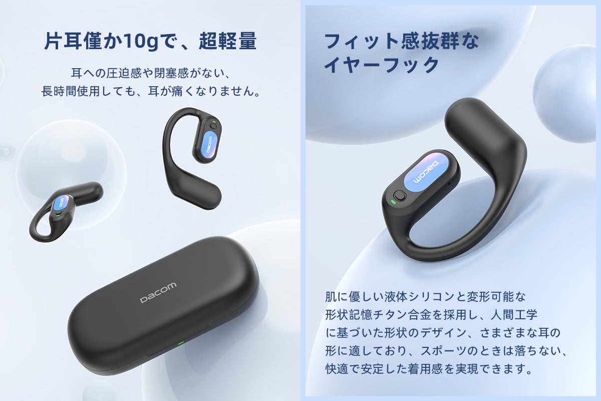 オープンイヤー ワイヤレスイヤホン ACREO OpenBuds マイク付き 超快適で安定的なオープンイヤー完全ワイヤレスイヤホン——OpenBuds Air
