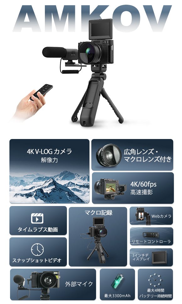 SONYのCMOSセンサーを搭載したVlogカメラ「AMKOV」