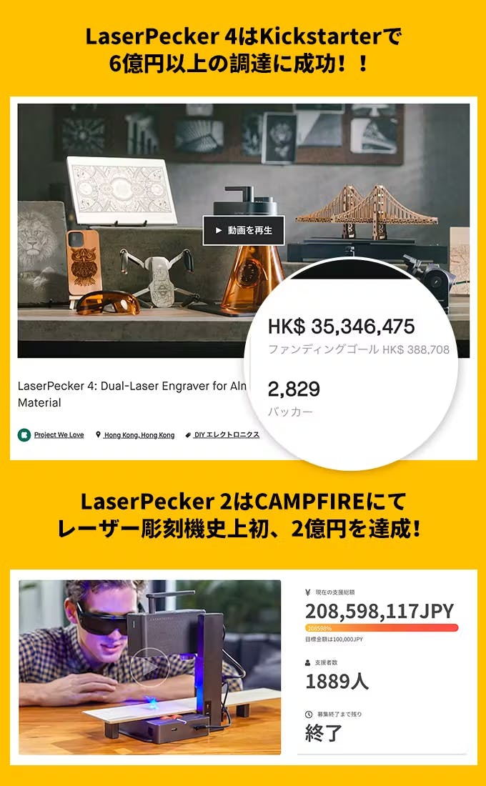 LaserPecker 4: 8000万円達成最新デュアルレーザー彫刻機 - CAMPFIRE