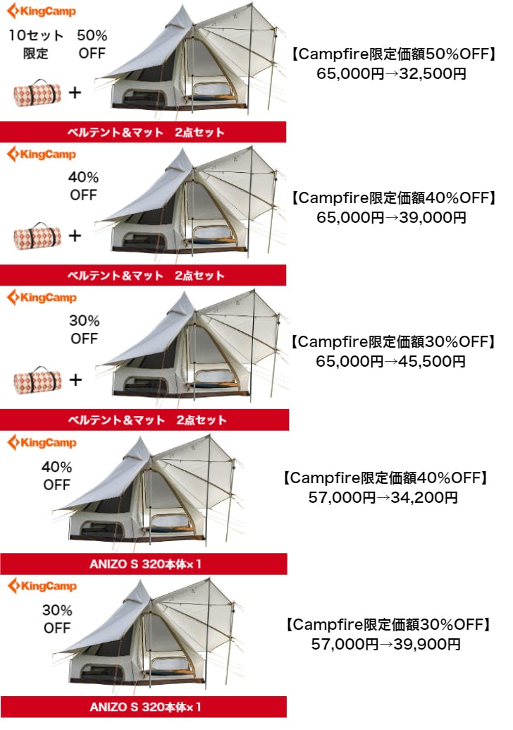 数量限定半額！超軽量・大空間ベル型テント＆厚手防水マット【KingCamp