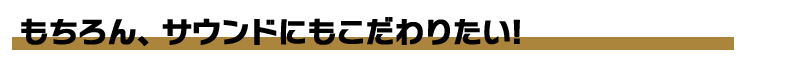 もちろん、サウンドにもこだわりたい!