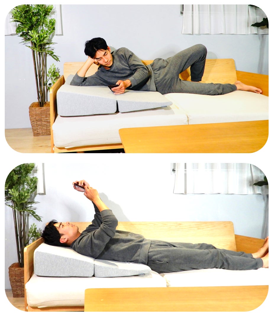 睡眠の専門家＆医師とともに開発した三角枕。こだわり抜いた商品設計で