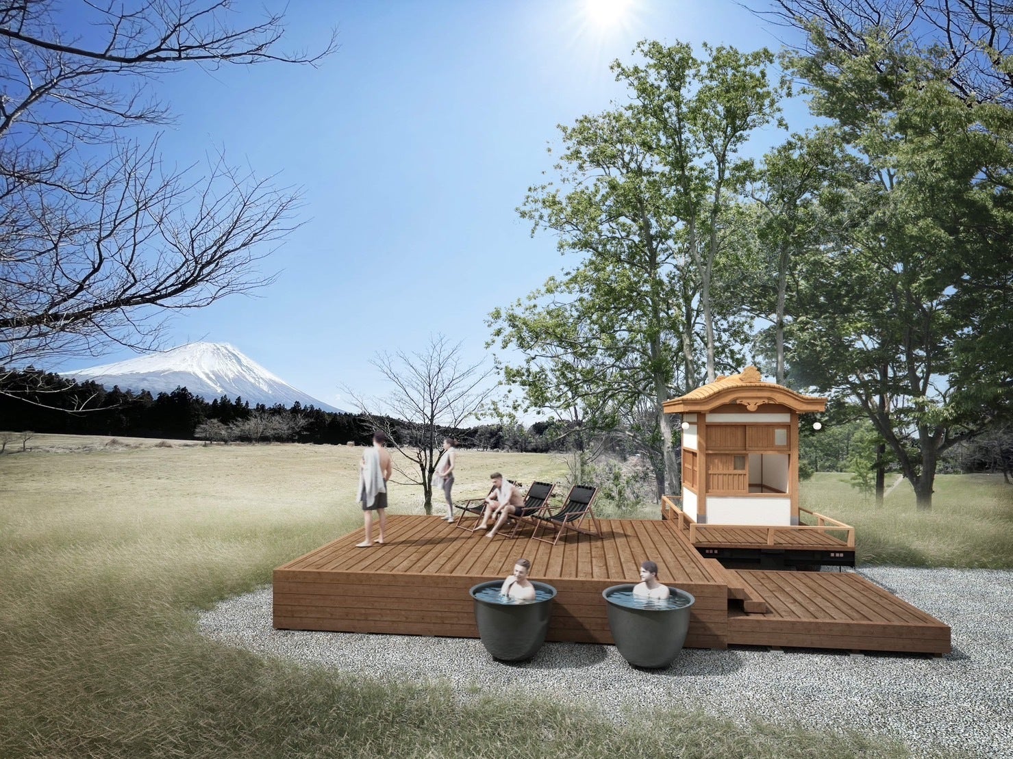 サバンナアキシマに日本式伝統からふろサウナ太閤「HIDEYOSHI」号登場