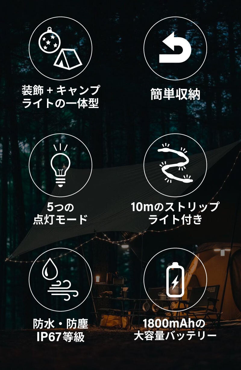 キャンプや室内を光で特別な時間に演出！ NexTool LEDランタン