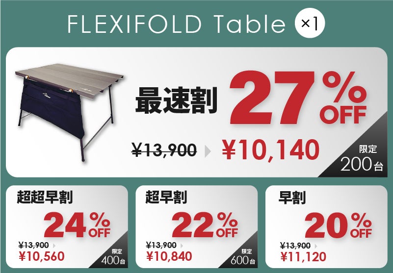 超軽量でコンパクト！機能美を追求したテーブルギア、FLEXIFOLD Table