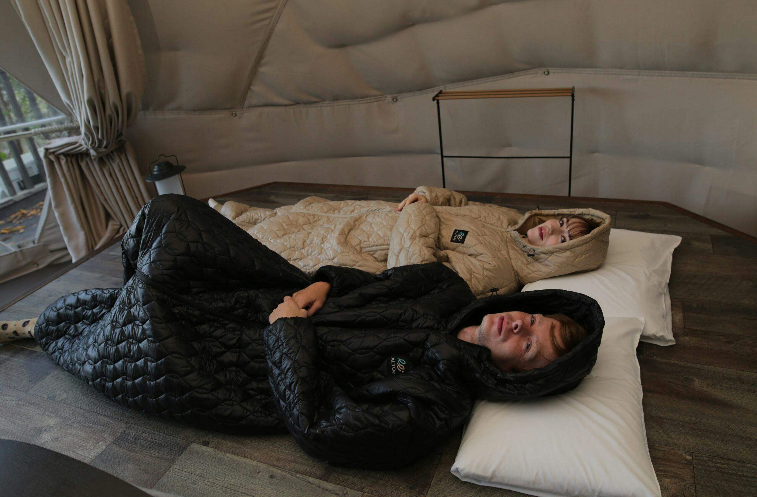 防災・在宅・節電の寒さ対策に】軽量×極暖、着る寝袋『ムササビー