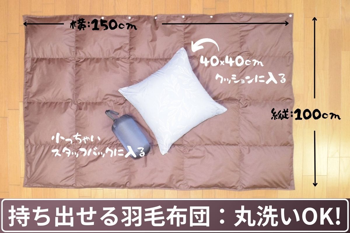 大判】洗えるダウン90％ブランケット『アウトドア・子供用寝具にも最適