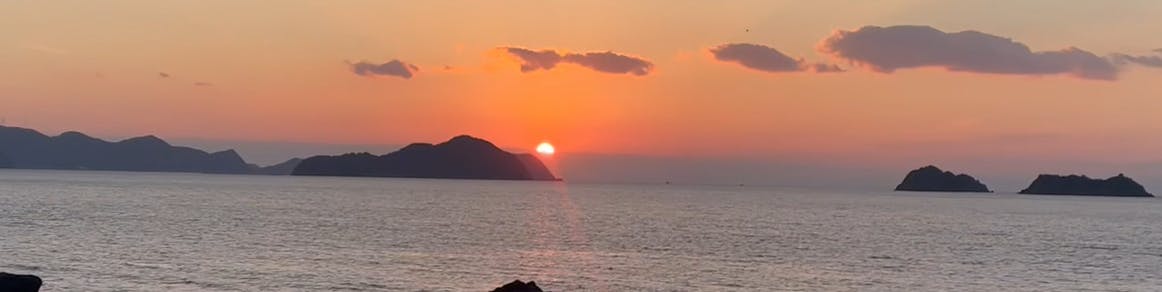 栖原海岸からの夕日