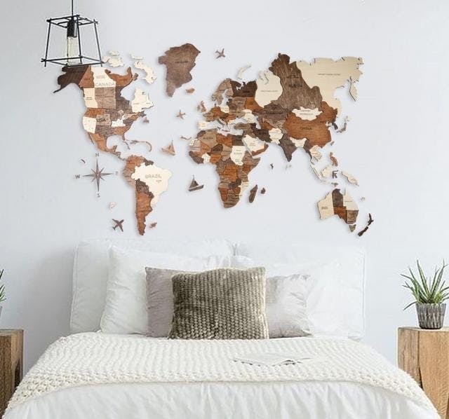 インテリアで世界を旅しよう！木材製の高級ウォールアート「3D世界地図」 - CAMPFIRE (キャンプファイヤー)