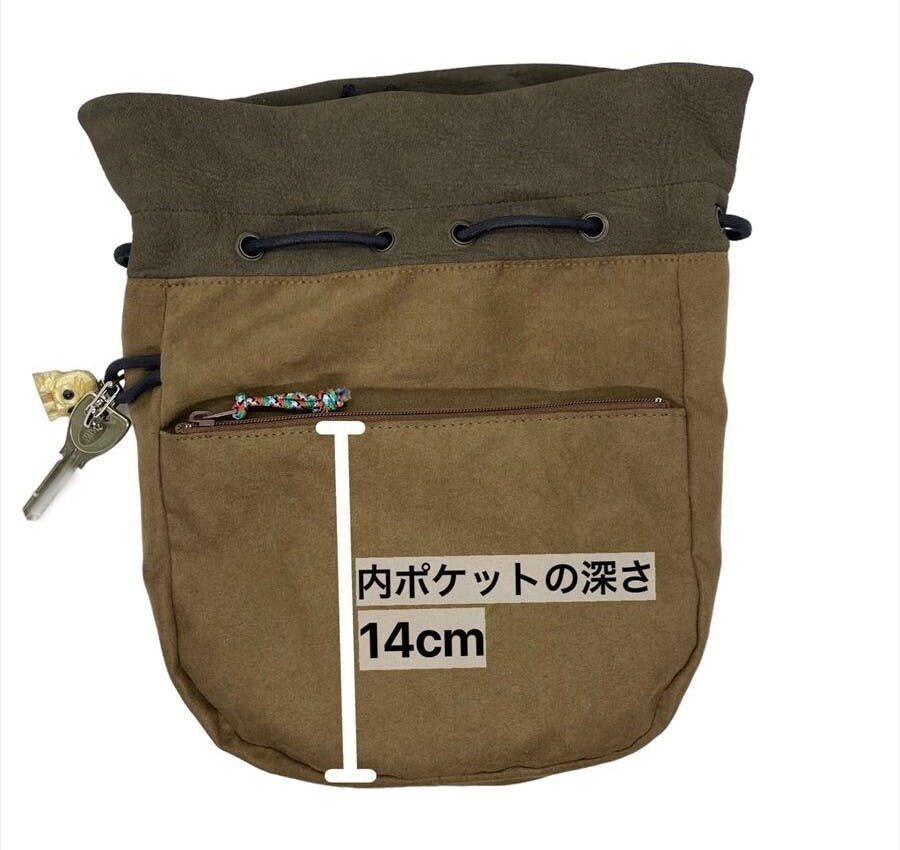 エイジングで自分色に育てる！北海道天然エゾ鹿革の巾着ミニショルダー